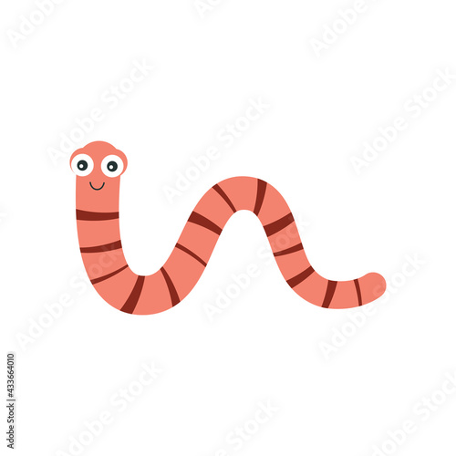 vector illustration of cartoon worm isolated on white
