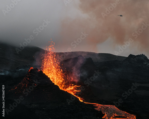 Volcano eruption in Iceland. Shots taken on 27th of April 2021 (eruption started on 19th of March 2021)