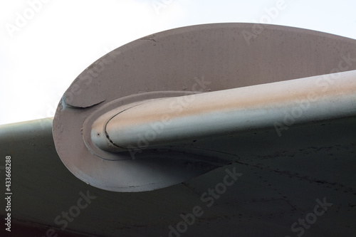 Photography airplane wing part close up, classic design
