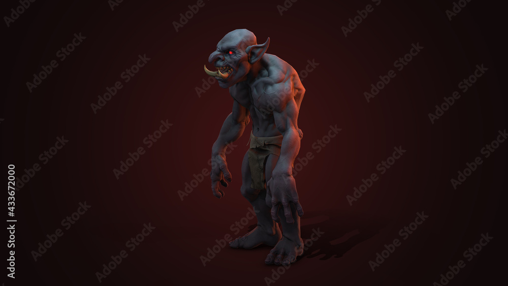 Fantasy character Troll Berserker in epic pose - 3D render on dark background
Fantasy character Troll Berserker in epic pose - 3D render on dark background