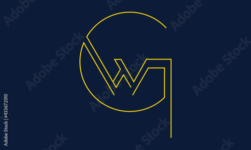 GW/WG logo, GW/WG letter logo design with yellow and navy blue color, GW/WG Business abstract vector logo monogram template.