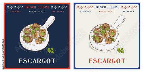 Escargot is French traditional restaurant dish