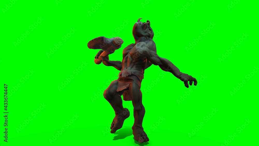 Fantasy character Troll Berserker in epic pose - 3D render on dark background Fantasy character Troll Berserker in epic pose - 3D render on dark background