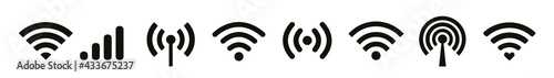 Wi-Fi wireless signal icon. WiFi Zone Sign. Wifi button collection. Remote access and communication symbols.  Vector illustration.