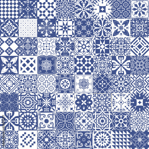 Set of tiles background in portuguese style.