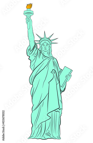 Realistic Statue of Liberty on a white background.Vector illustration