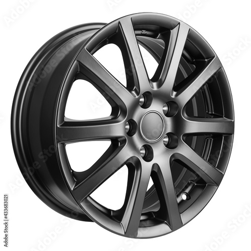 Car Wheel discs. Car wheel Rim black color matt isolated on white background.