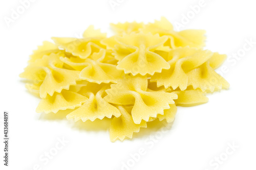Farfalle noodle isolated on white background