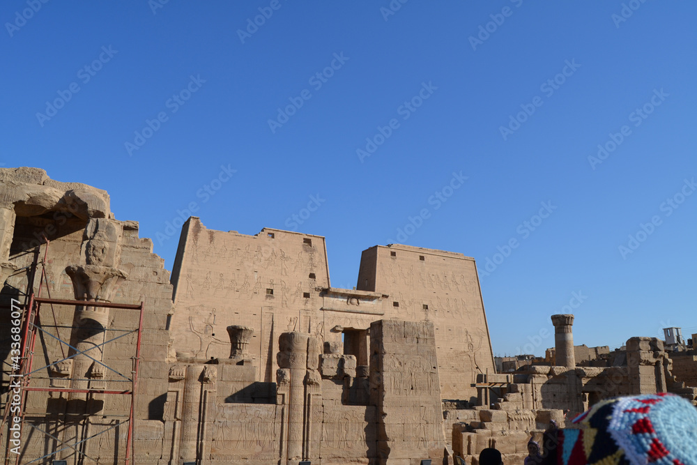 Entrance to the Edfu Temple (Horus Temple), Aswan Governorate, Egypt
