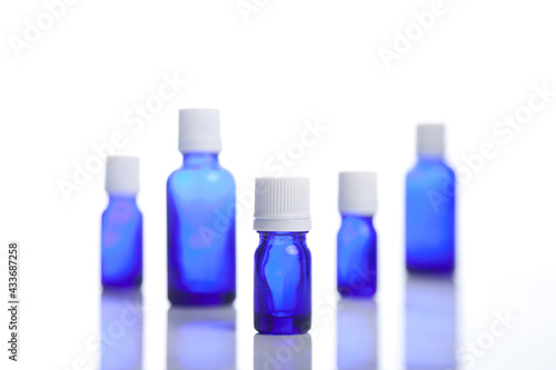Six blue vials in good order