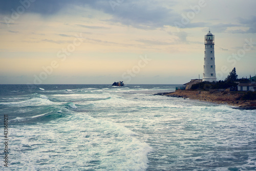 Lighthouse in Tarkhankut national Park in the Republic of Crimea