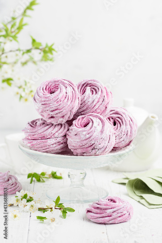 Wallpaper Mural Homemade bilberry marshmallows  or zephyr on a white table. Selective focus. Torontodigital.ca