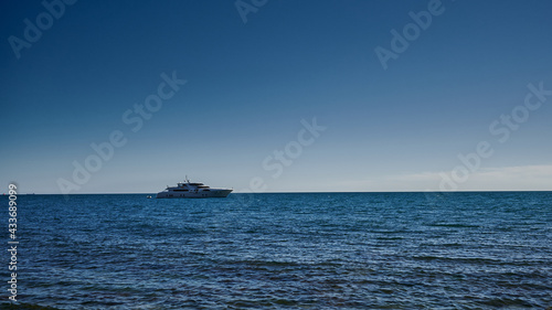 yacht near the seashore close up