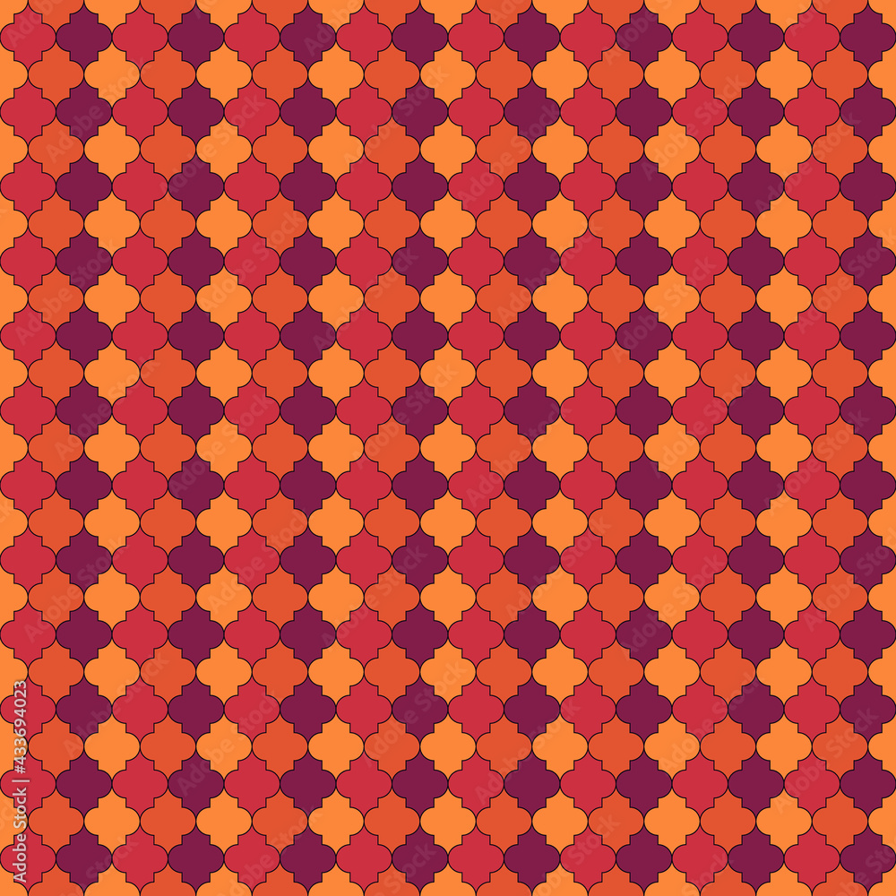 Seamless pattern. Ogee tiles ornament. Oriental traditional ornamentation. Repeated lantern shapes. Mosaic wallpaper. Tiles motif. Geometric digital paper, ethnic textile print, web design. Seamless pattern. Ogee tiles ornament. Oriental traditional ornamentation. Repeated lantern shapes. Mosaic wallpaper. Tiles motif. Geometric digital paper, ethnic textile print, web design.