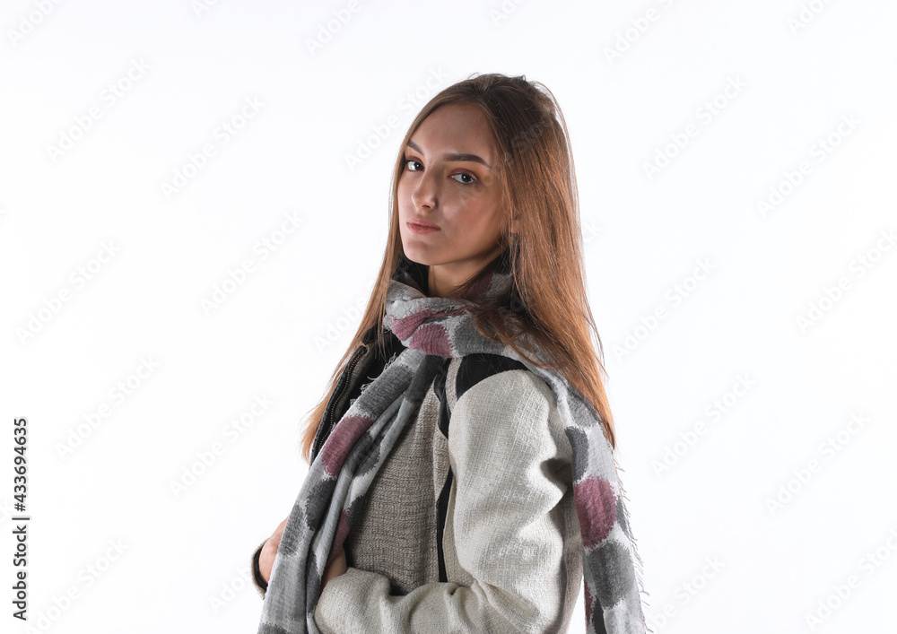 autumn portrait of business girl isolated on white background autumn portrait of business girl isolated on white background