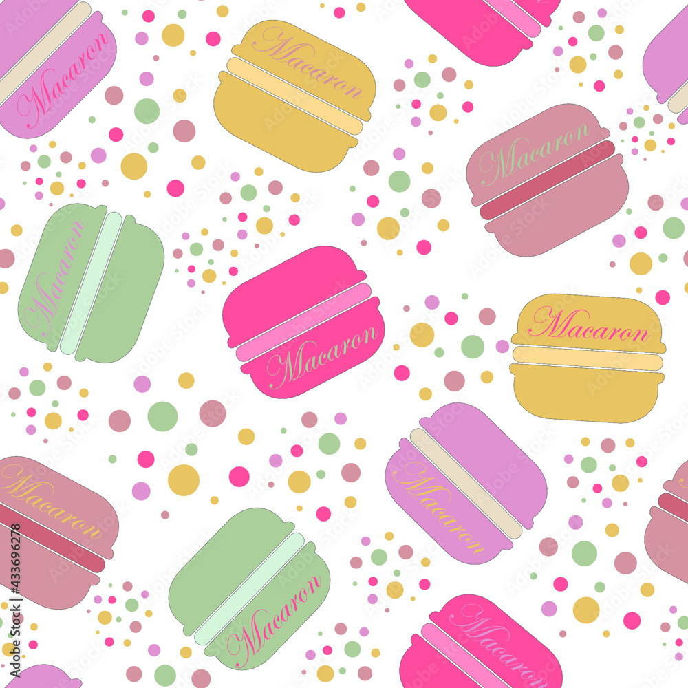 Seamless pattern with macaron cookies