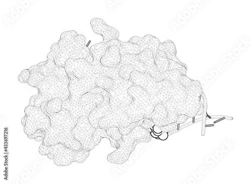 Fotografija 3D rendering as a line drawing of a molecule