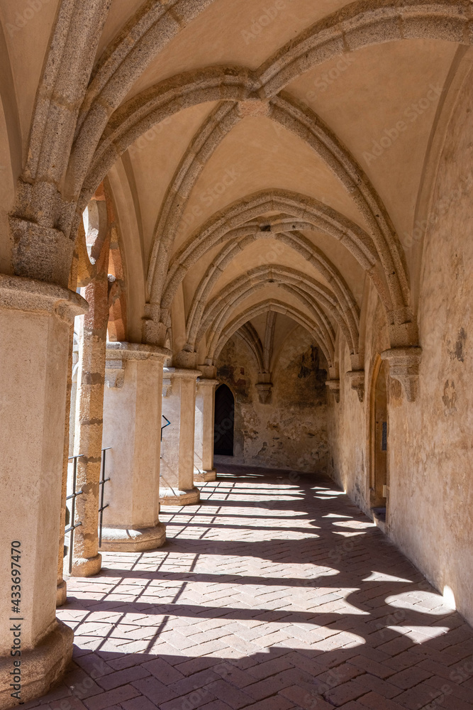 Fototapeta premium ZVIKOV, CZECH REPUBLIC, 1 AUGUST 2020: Shadows in the corridor of Zvikov Castle