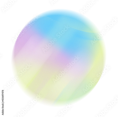 Grainy gradient round shape. Abstract Neon textured pastel blue and green noise geometric shape on white.