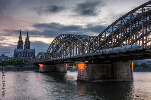 COLOGNE, GERMANY, 23 JULY 2020 Colorful sunset over Cologne Cathedral and Hohenzollern Bridge © Stefano Zaccaria