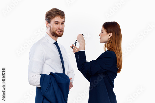 man and woman in business suits financial managers