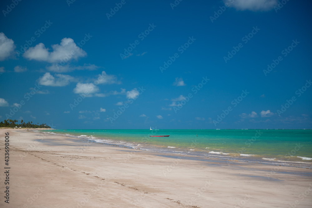 Camboinha beach in Cabedelo, near Joao Pessoa, Paraiba, Brazil on November 14, 2012. A beach with shallow and warm waters, ideal for swimming and water sports.