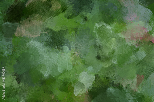 Abstract green oil painting background with brush strokes. High resolution full frame digital oil painting on canvas. Painting done by me.