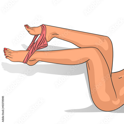 Sexy woman's legs and panties taken off. Vector illustration
