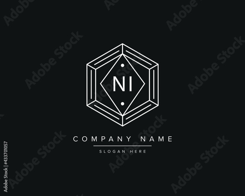 Alphabet letter NI logo design vector