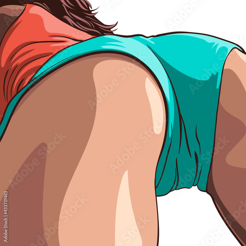 Women's beautiful ass in azure panties. Vector illustration