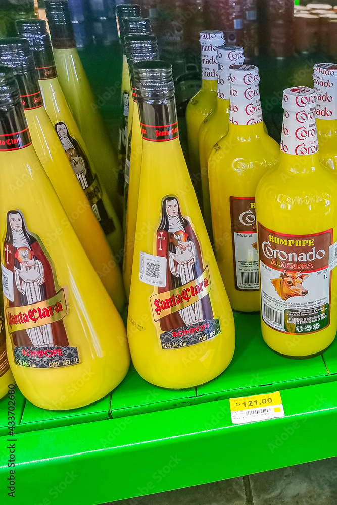 Buy yellow Rompope Coronado Santa Clara drink liquor in Mexico. Photos |  Adobe Stock