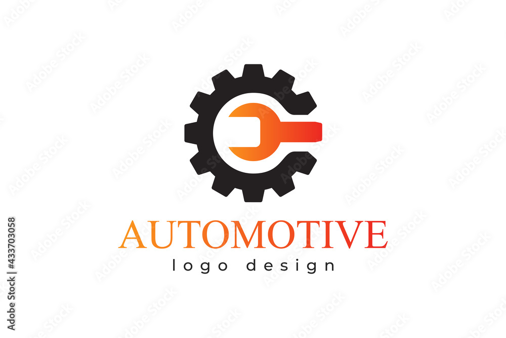 Fototapeta premium gear logo template. mechanic logo. simple and modern style logo. gear and mechanic illustration vector