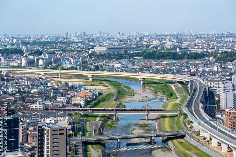 Fototapeta premium [大阪府]晴天の池田市五月山秀望台からの景色