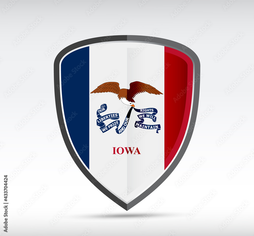 Shield icon with Iowa State Flag Shield icon with Iowa State Flag