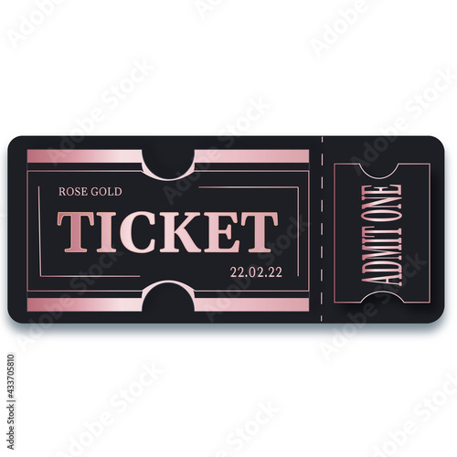 cinema ticket on white background
rose gold ticket admit one