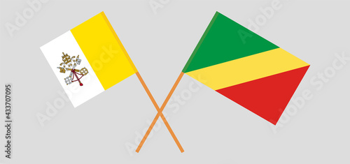 Crossed flags of Vatican and Republic of the Congo. Official colors. Correct proportion