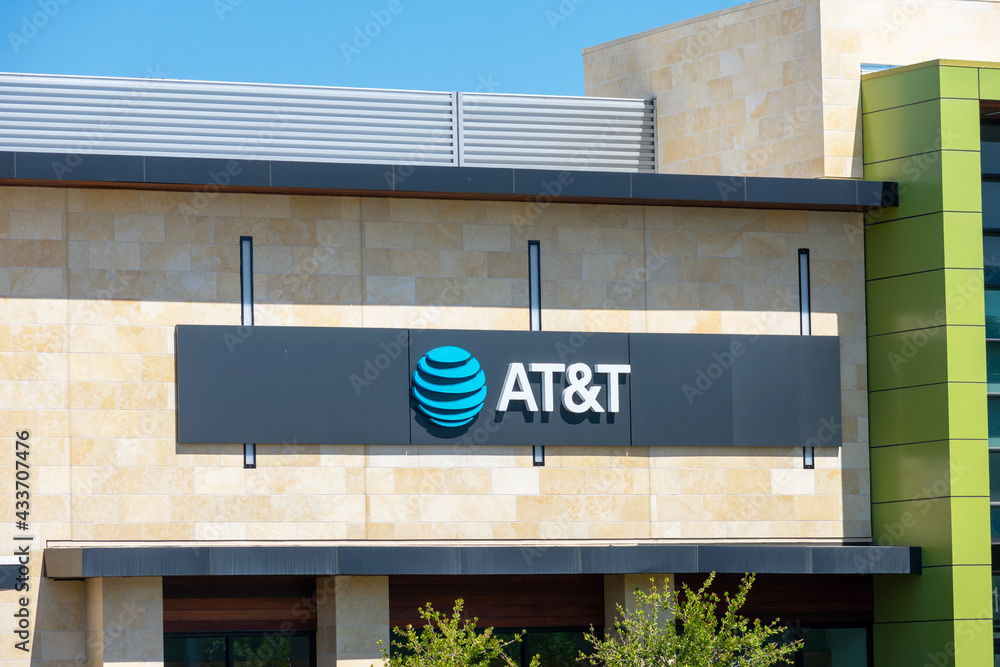 AT&T Corporate logo and signage on facade of AT&T Store location - San ...