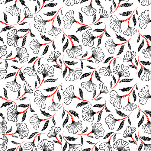 Floral seamless pattern. Flower artistic drawn background. Flourish ornamental garden