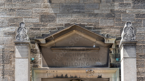 Ornamental architecture detail of the colonial building named 'Archives and Canadiana Building', Toronto, Canada photo