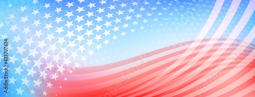 USA independence day abstract background with elements of american flag in red and blue colors