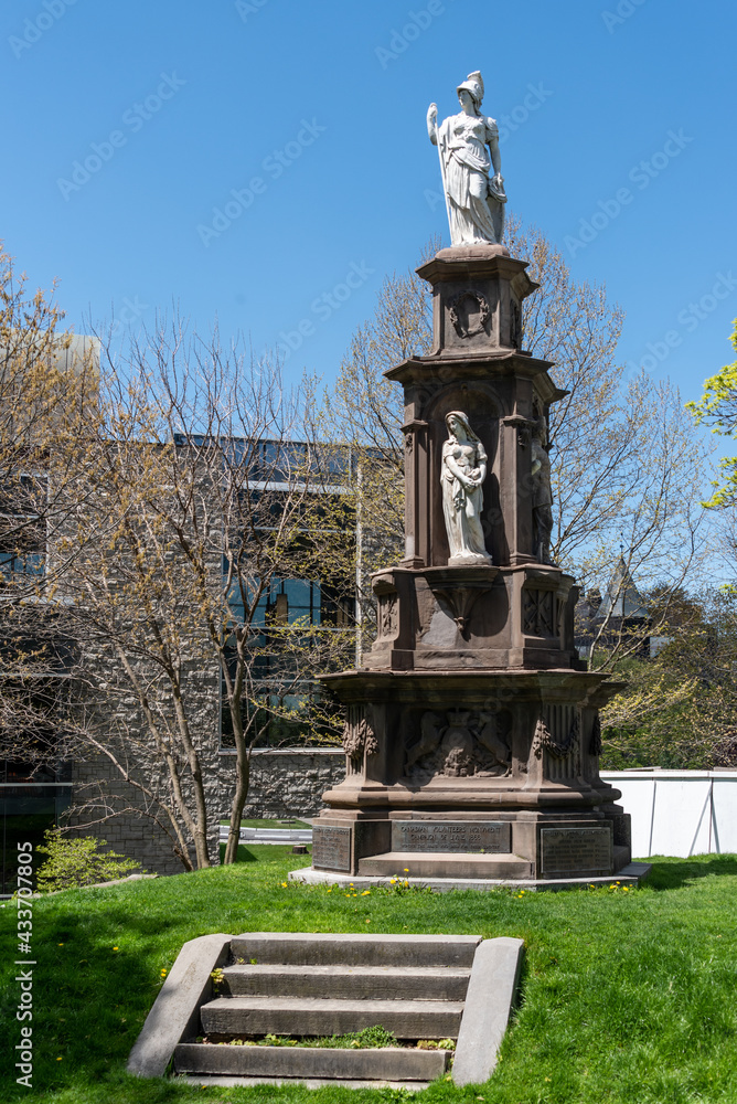 Fototapeta premium The Canadian Volunteers Monument, Toronto, Canada. The landmark honors volunteers of the Ridgeway Battle in 1866