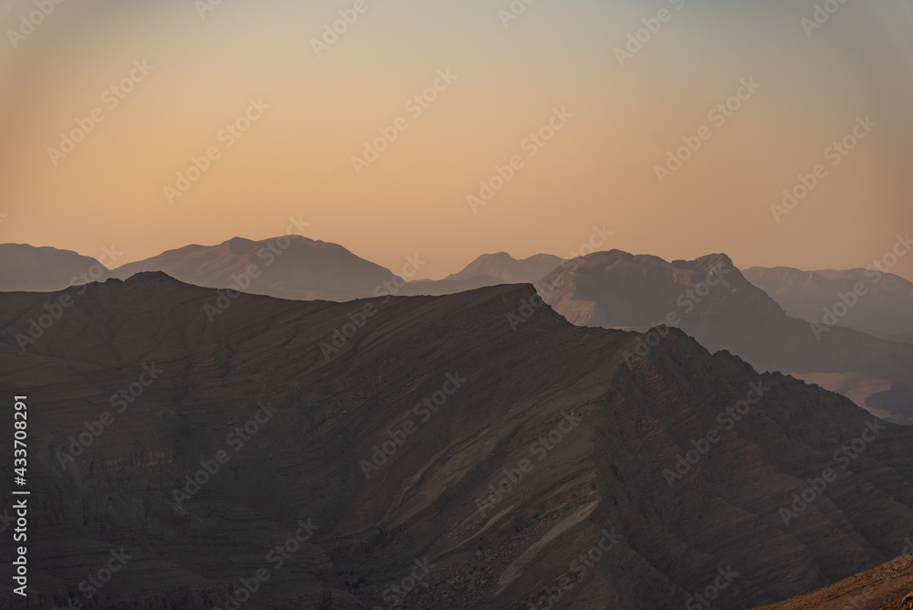 A view from Top Of Jebel Jais in Ras Al Khaima at sunrise