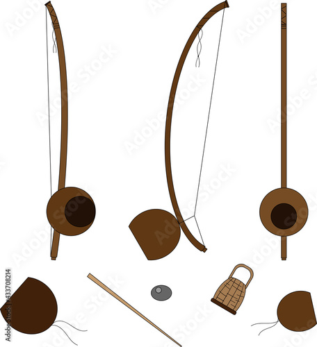 Berimbau instrument vector illustration. Afro-brazil capoeira instrument. Simple design