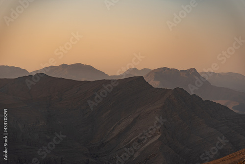 A view from Top Of Jebel Jais in Ras Al Khaima at sunrise photo