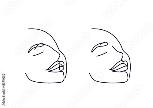 Line art woman face smile logo