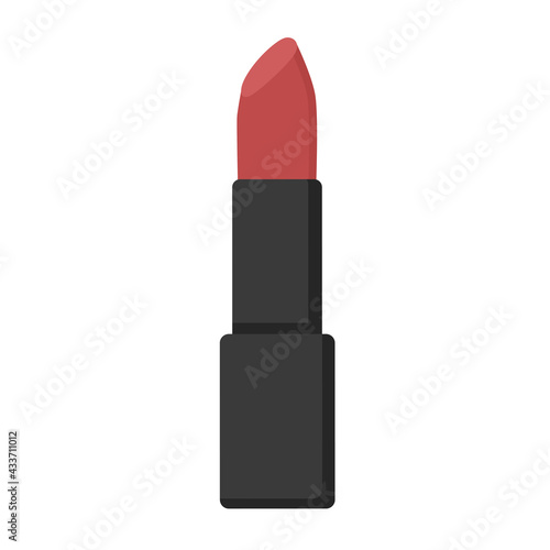 Red lipstick. Cosmetics and makeup products. Vector illustration in flat style, beauty for women. Isolated on a white background for the design.