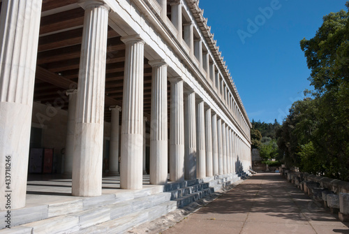 Athens  Greece   May 2021  A child at the archaeological site of the Ancient Agora of Athens without tourists due to Corona virus restrictions. 