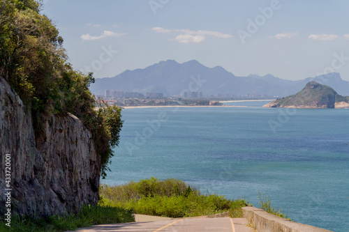 viewpoint of small beach on the west side of rio de janeiro.
