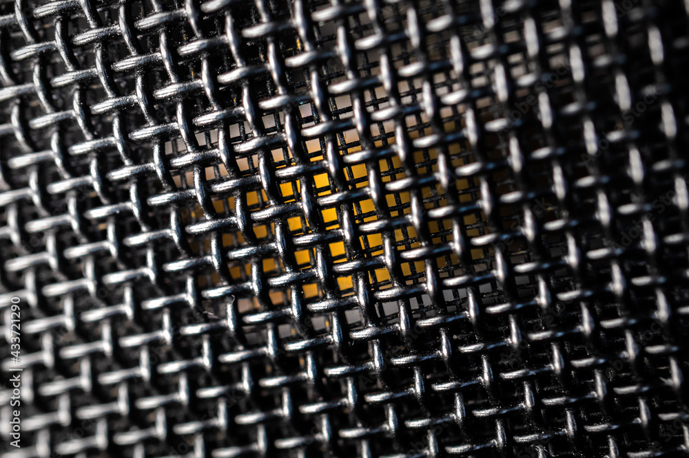 Fototapeta premium Closeup of Large Diaphragm Condenser Microphone Grill with Capsule Visible