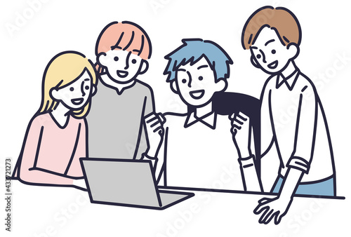 ビジネスチーム 会社員男女　シンプルイラスト　